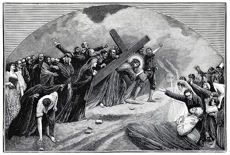 Via Crucis - Stations of the Cross -耶稣携带十字架雕刻1894